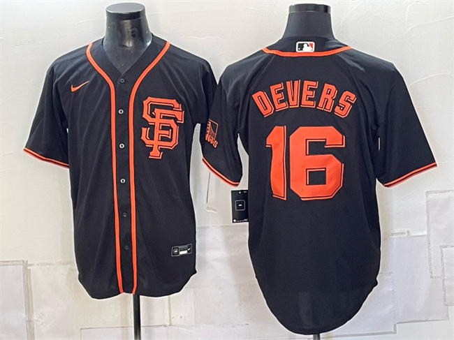 Men's San Francisco Giants #16 Rafael Devers Black Cool Base Stitched Baseball Jersey